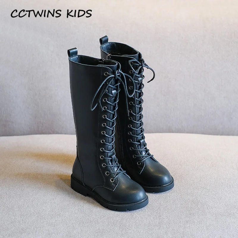 CCTWINS/детская обувь; коллекция года; зимние детские модные сапоги до колена; брендовые теплые сапоги для девочек; брендовая черная обувь для малышей; HB054 - Цвет: Thin Black