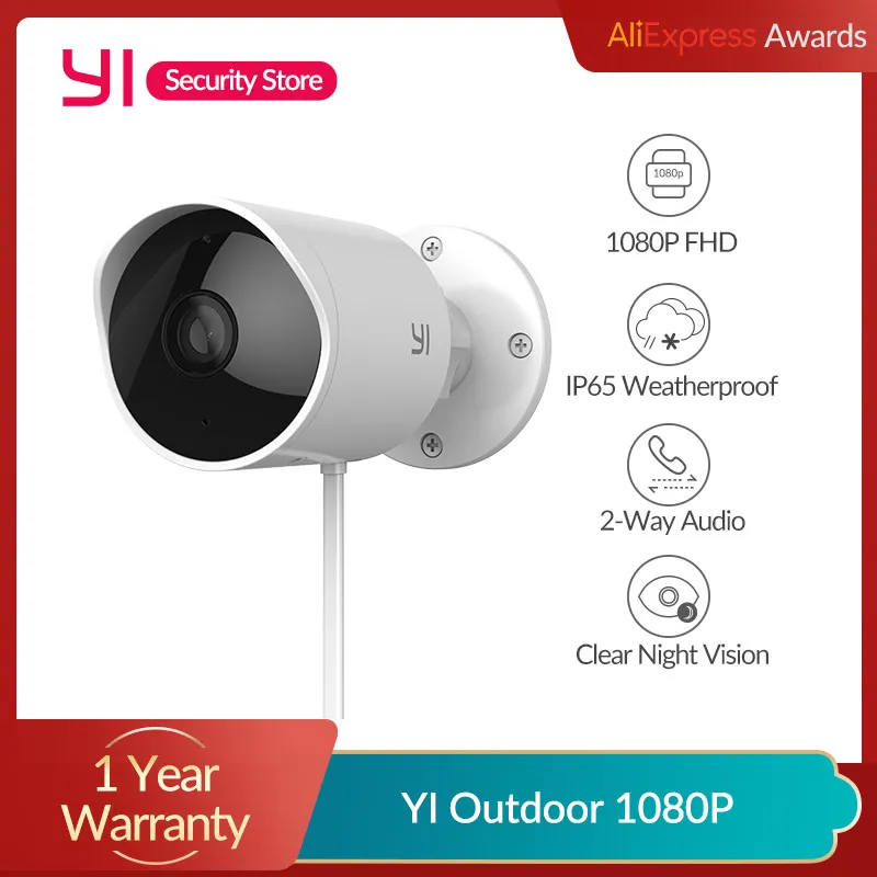 YI-Cámara de seguridad IP CCTV impermeable para exteriores, inalámbrica, 1080p, sistema de vigilancia, visión nocturna, cámara wifi en la nube