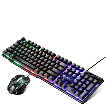 

GTX300 USB Wired Colorful LED Backlit Gaming Keyboard With Mouse For PC Laptop Backlit Wired Colorful LED Backlit