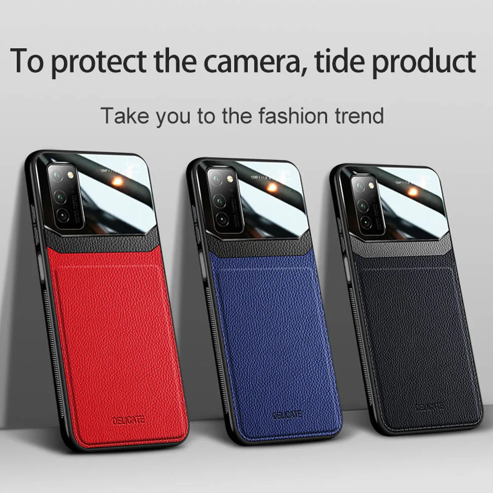 

For Huawei Honor V30 pro case soft bumper plexiglass leather case for Honor 20 pro 20i 20S 10i 9 Lite cover Honor V20 V10 cases