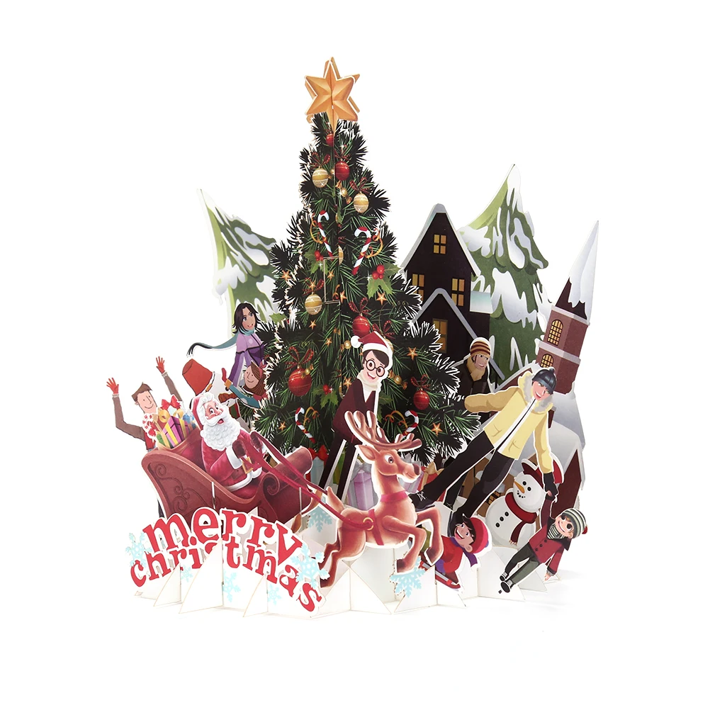 Merry Christmas3D всплывающие открытки бумага Оригами лазерная резка открытки подарок открытки ручной работы пустые красочные Рождественская елка