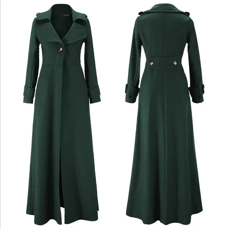Dark green Осень и зима Новое Женское шерстяное пальто плюс легкое длинное пальто для женщин - Цвет: Dark green