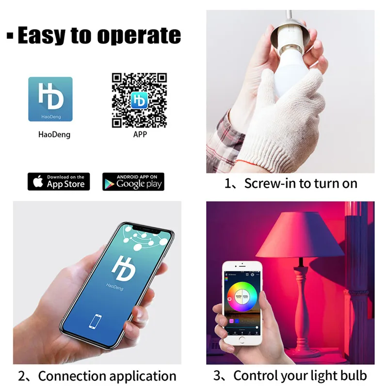 Умная Bluetooth лампа E27 LED RGBCW работает с Alexa/Google Home 110 В 220 В|Светодиодные лампы и