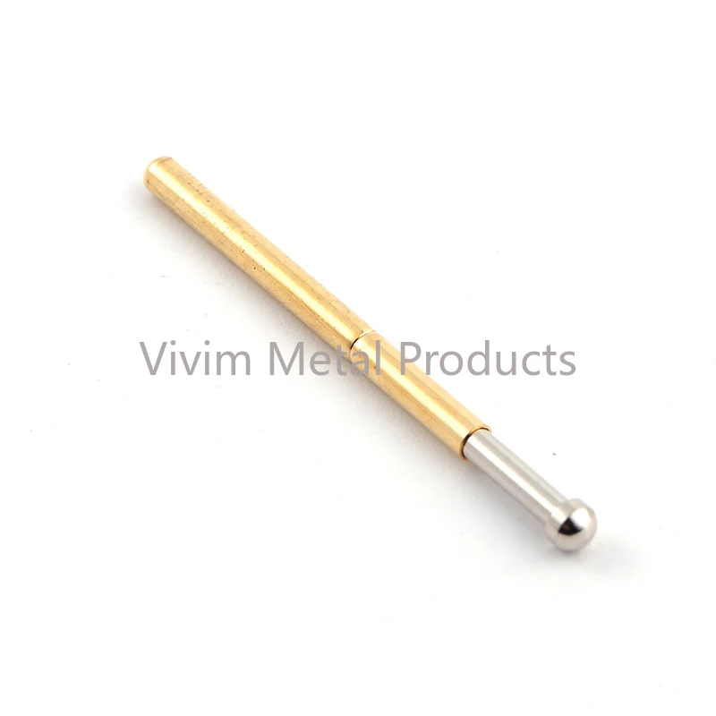 100PCS P125-D Spring Test Probe Test Pin Pogo Pin Total Length 33.35mm Copper Nickel Plated Head Dia 2.5mm Pin Dia 2.02mm
