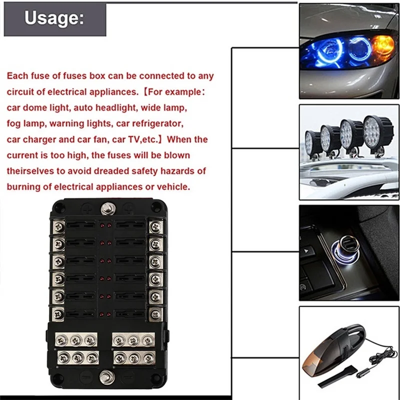 DC 12V 32V 12 Way 24 предохранители коробка цепи стандартный держатель блока лезвия
