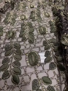 

dark green color top quality new arrival French net lace fabric African milk lace embroidered flower lace fabric for party