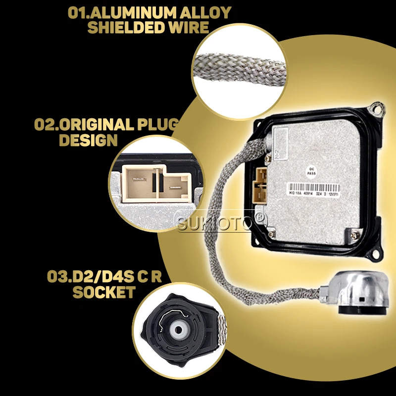 SUKIOTO New 55W Xenon D4S D4R HID Headlight Ballast OEM DDLT003 KDLT003 85967-51050 85967-52020 Replacement For Toyota Lexus (5)