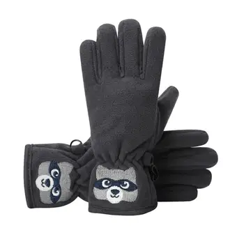 

Winter Cartoon Kids Gloves Bear Embroidered Double-layer Anti-slip Windproof Thermal Outdoor Handwear For Baby Boys Girls