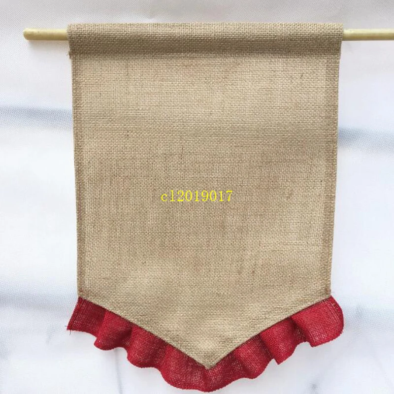 good sell Blank Burlap Flag DIY Jute Ruffles Garden Flags Portable Blank Banner Easter Garden Decorations