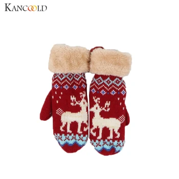 

KANCOOLD Christmas Children Kids Winter Full Finger Mittens Gloves Rabbit Carrot Ear Stripe Print Warm Knitting Gloves For Kid