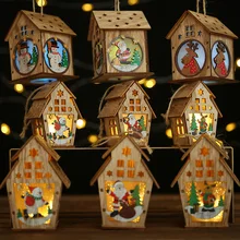 Новогодний Рождественский деревянный освещенный домик для сборки маленького домика елочные украшения светящийся цветной домик