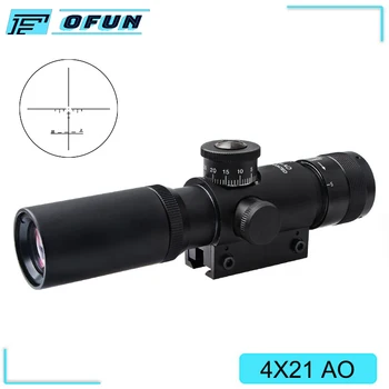 

4x21 AO Hunting Rifle Scope Tactical Sight Glass Etched Reticle Riflescope With Flip Open Lens Caps Fit For 11mm 20mm QD Mount