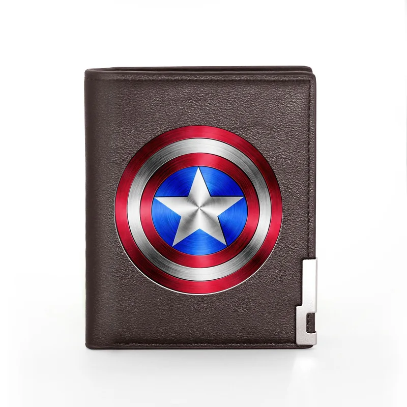 

Classic Fashion Captain America Theme Printing Pu Leather wallet Men Bifold Credit Card Holder Short Purse Male