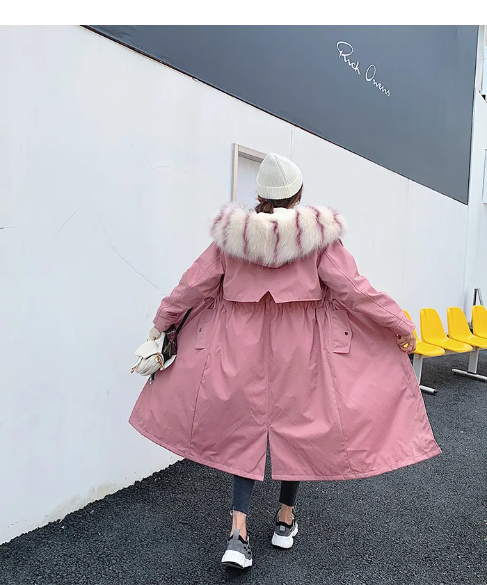 FIRSTTO Stylish Detachable Faux Fur Big Hooded Curly Hairy Shaggy Long Outwear Trench Women Keep Warm Pockets Coat Tops 4 Colors