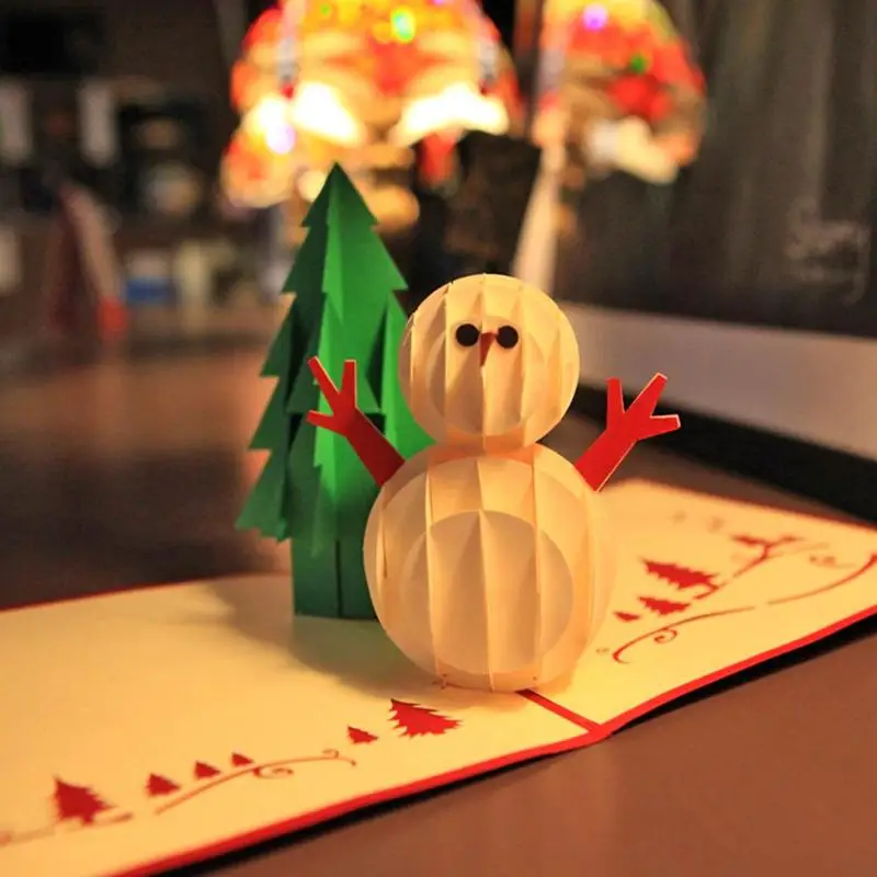 5 шт. креативные рождественские поздравительные открытки Прекрасный 3D Рождественская елка Снеговик Лось конверт «Санта» благословение открытка подарок на год