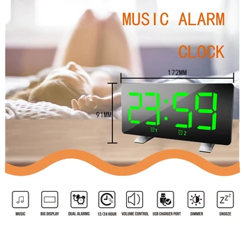

New LED Electronic Snooze Alarm Clock Office Bedroom Bedside Digital Display Temperature Clock Home Decoration