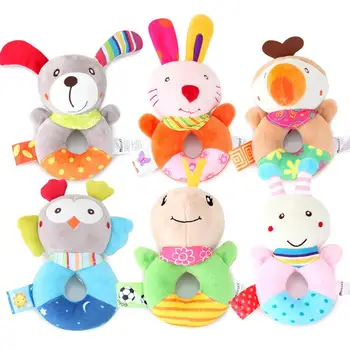 

Infant Animal Handbell Baby Rattles Plush Stuffed Toy Children Mobiles Sounding Educational Stuffed Toy Playmate Teether Doll