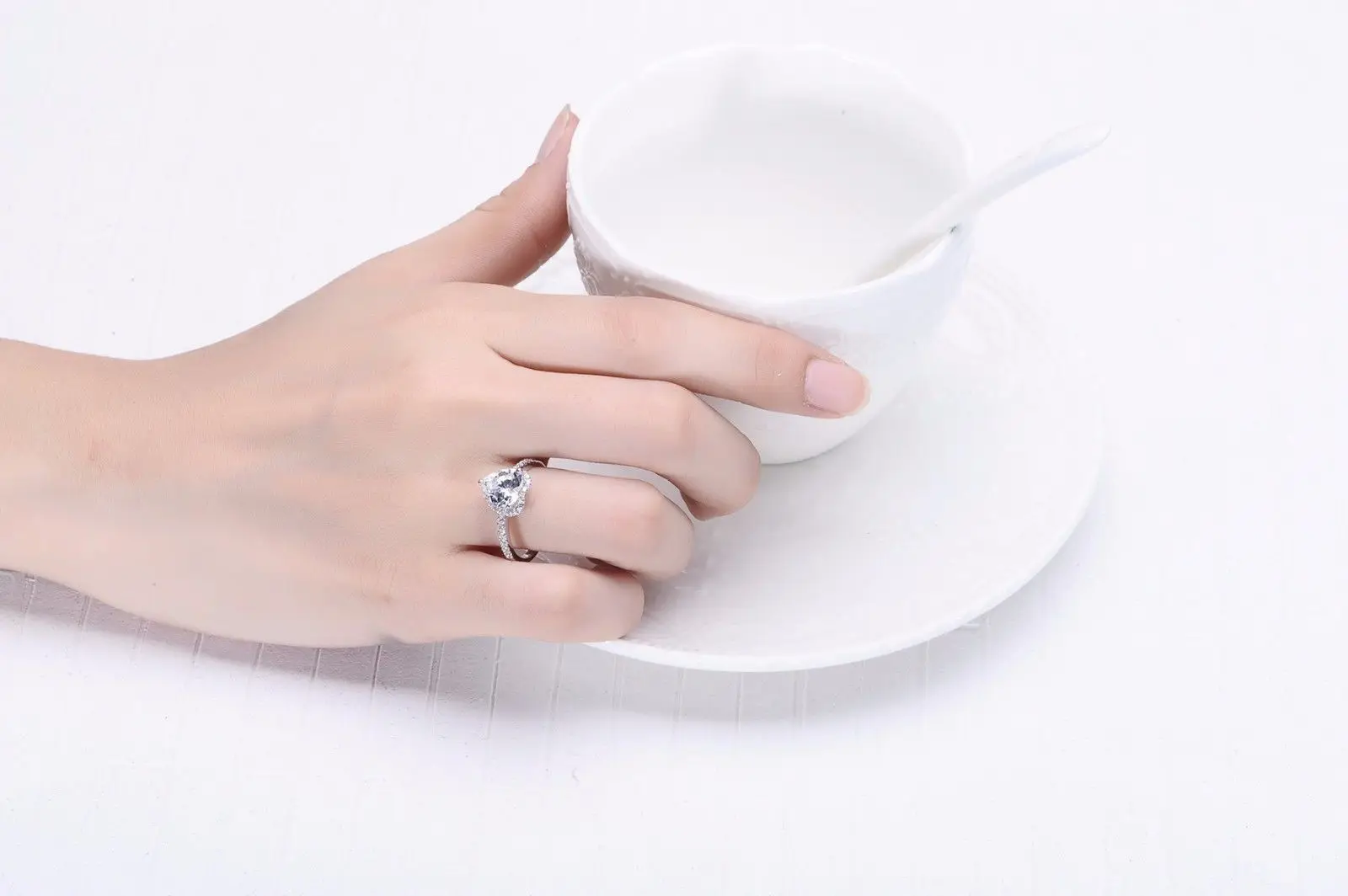 Glarious 2CT Стерлинговое Серебро в форме сердца, 18 K, покрытое белым золотом, PT950 штампованное надежное Ювелирное кольцо с алмазом в форме сердца, женское свадебное