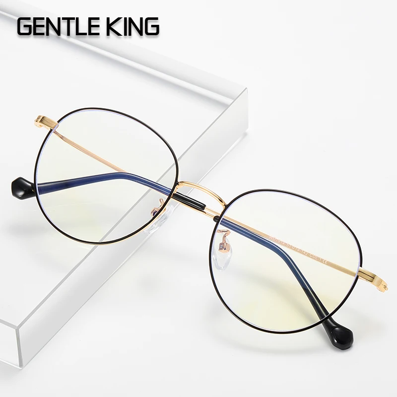 

GENTLE KING Anti Blue Light Blocking Glasses Anti Eyestrain Round Men Women Anti Blue Computer Goggles Eye Protection Glasses