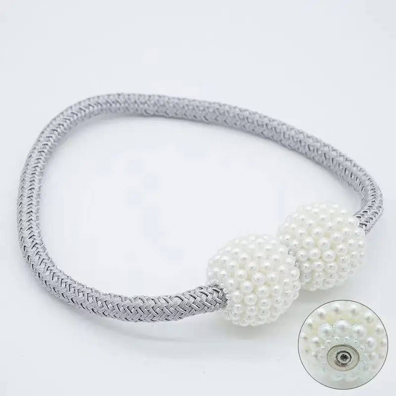 2Pcs Pearl Curtain Buckle Magnetic Clip Curtain Bracket Strap Buckle Decorative Pendant Tie Rope Accessories Home Decor