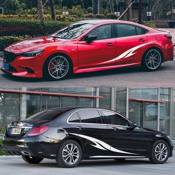 

2 pcs car racing sports sticker car vinyl side skirts decal funny graphic sticker for DIY Car Styling car customization accessor