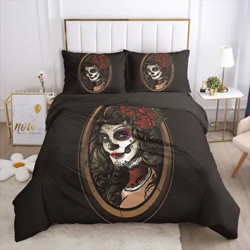 

Fanaijia Luxury 3d Sugar Skull Print Duvet Cover queen Size Bedding Sets and Pillowcase boho Bed Set Bedlinen Dropshipping