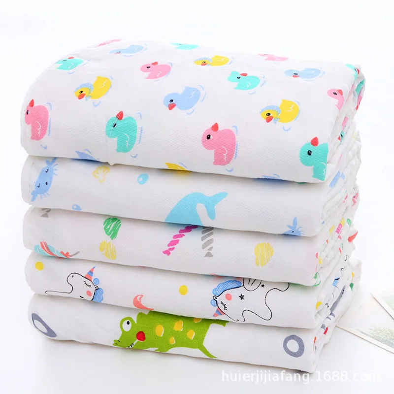 

100*100 Newborn baby hooded bath towel four-layer high-density gauze bag 100% cotton spring and summer hug towel