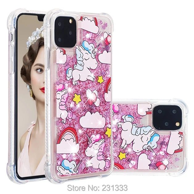 Для Iphone 11 PRO MAX 6,5 5,8 6,1 дюймов жидкий противоударный мягкий ТПУ чехол мультяшная Сова Цветок Блестящий Прозрачный кожаный чехол Мода 100 шт