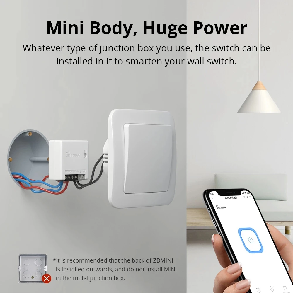 SONOFF ZB MINI Zigbee 3.0 DIY Smart Switch Two Way Switch APP Remote Control Works With Smartthing/ Hue Hub/ SONOFF ZB Bridge