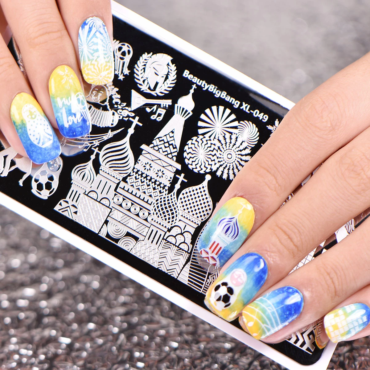 Billige Schönheit big bang Nagel Stanzen Platten Russische Puppe Architektur Kultur Stil Muster Nail art Stempel Vorlage Bild Platte XL 49