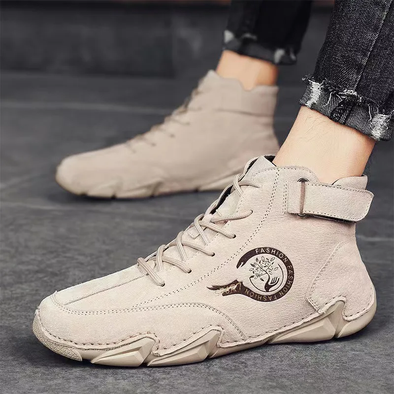 Winter new men's casual shoes, short boots, outdoor warmth and velvet thickening men's boots trend, help large size shoes