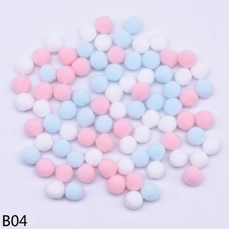 100pcs 15/20/25mm Fluffy Soft Pompom Ball DIY Handmade Kid Toy Doll Garment Sewing Material Color Pom Poms Decor Supplies Crafts
