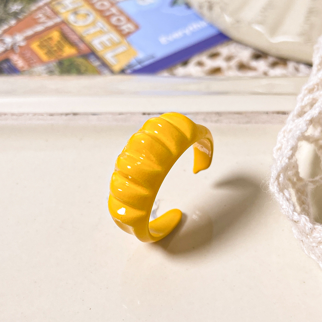 Korea Colorful Fashion Resin Fruit Ring Set Metal Geometric Irregular Open Rings for Women Party Wedding Jewelry Ring Set