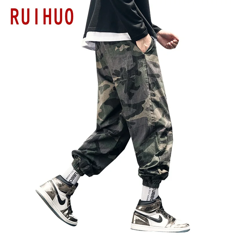 RUIHUO Camo Cargo Pants Men Japanese Streetwear Sweat Pants Men Fashions Joggers Men Pants Sweatpants Hip Hop 5XL Autumn