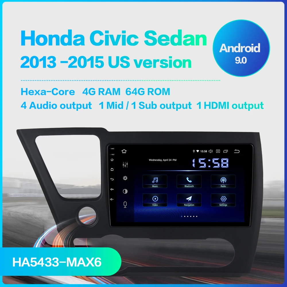 Для Honda Civic 2013 gps Навигация Аудио MAX6 PX6 Версия США автомобиль Android 9,0 блок радио интеллектуальные развлечения