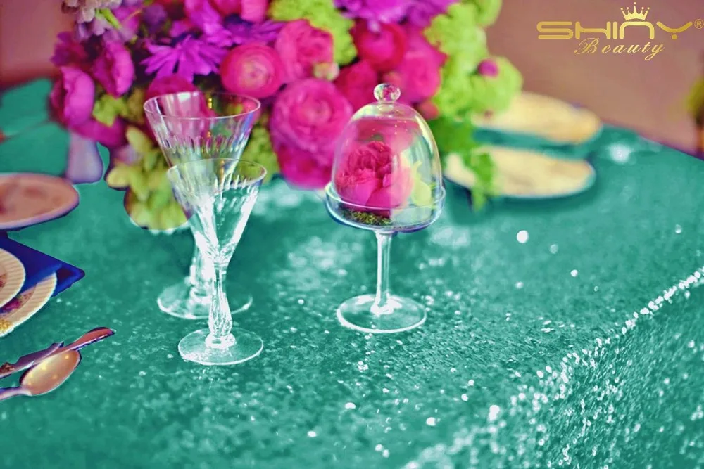 Sequin Tablecloth Rectangle Matte Green 72x108-Inch Sequin Fabric Table Cloths Table Cover Wedding Party Decor-M0927