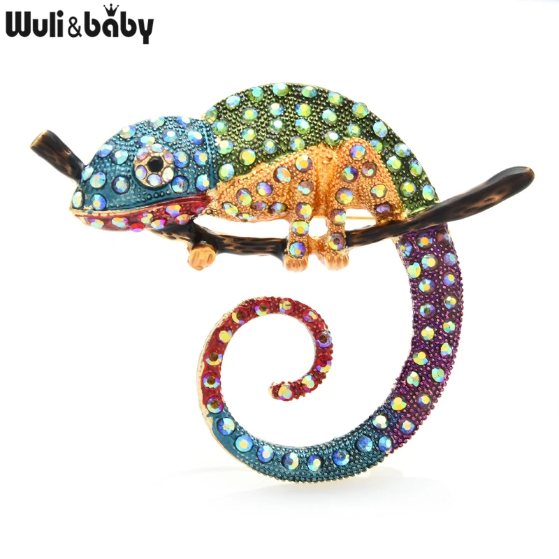 Animal Brooch Big Multicolor Lizard Brooch Pins Fashion Jewelry Gift 4 Colors Chameleon Pins