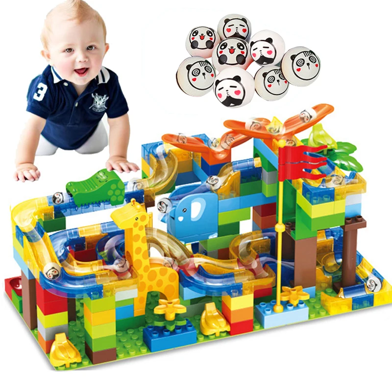 3 in 1 Marble Race Run Block Maze Ball Track Building Blocks Funnel Slide Blocks DIY Assembling Education Toys For Children - Цвет: 8803 168PCS