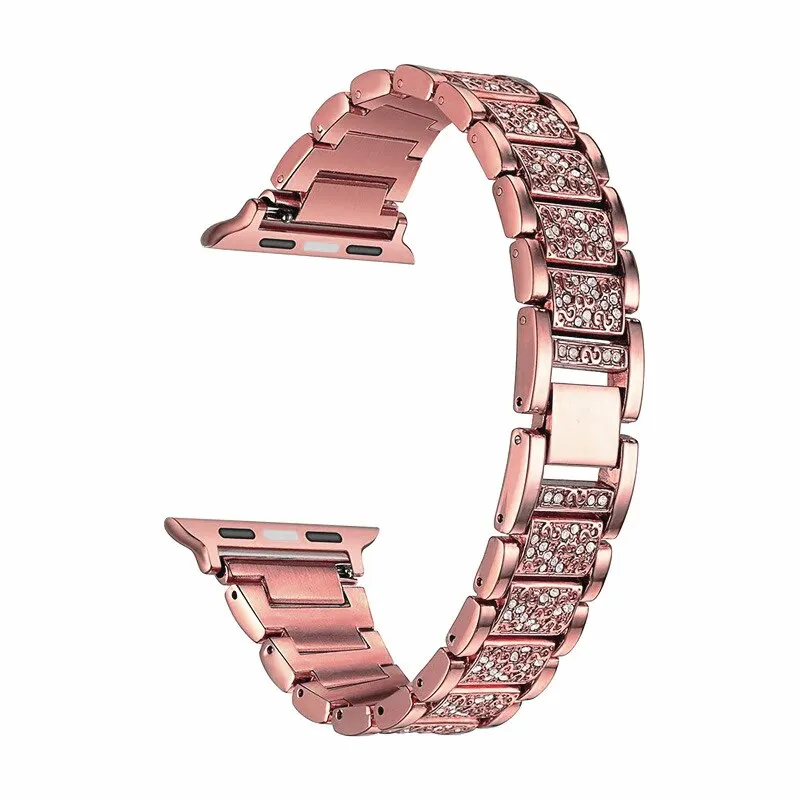Женские часы диаморемешок для apple watch 4 band 40 мм 44 мм correa apple watch 38 мм iWatch band 42 мм браслет из нержавеющей стали ремешок для часов - Цвет ремешка: pink gold