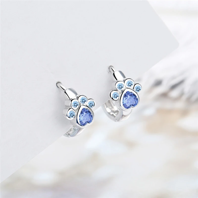 Huitan Minimalist Footprint Circle Earring for Women Inlay Shiny CZ Stone Creative Design Versatile Hoop Earrings Trendy Jewelry - Image 3