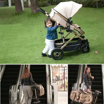 

Baby Stroller 2 in 1 Stroller Lying or Dampening Folding Light Weight Two-sided Child Four Seasons High-Landscape Fashion Style
