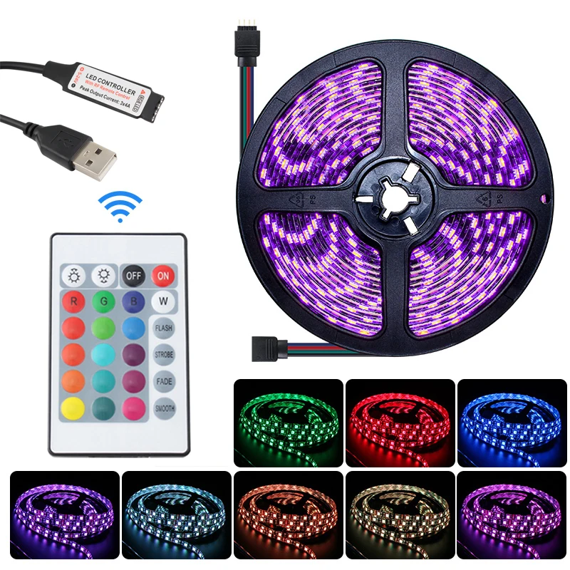 

RGB 5V LED Strip USB 50CM-5M Waterproof Ambilight RGB USB LED Strip light Tape Neon Diode Lamp 24 Key controller TV Backlight PC