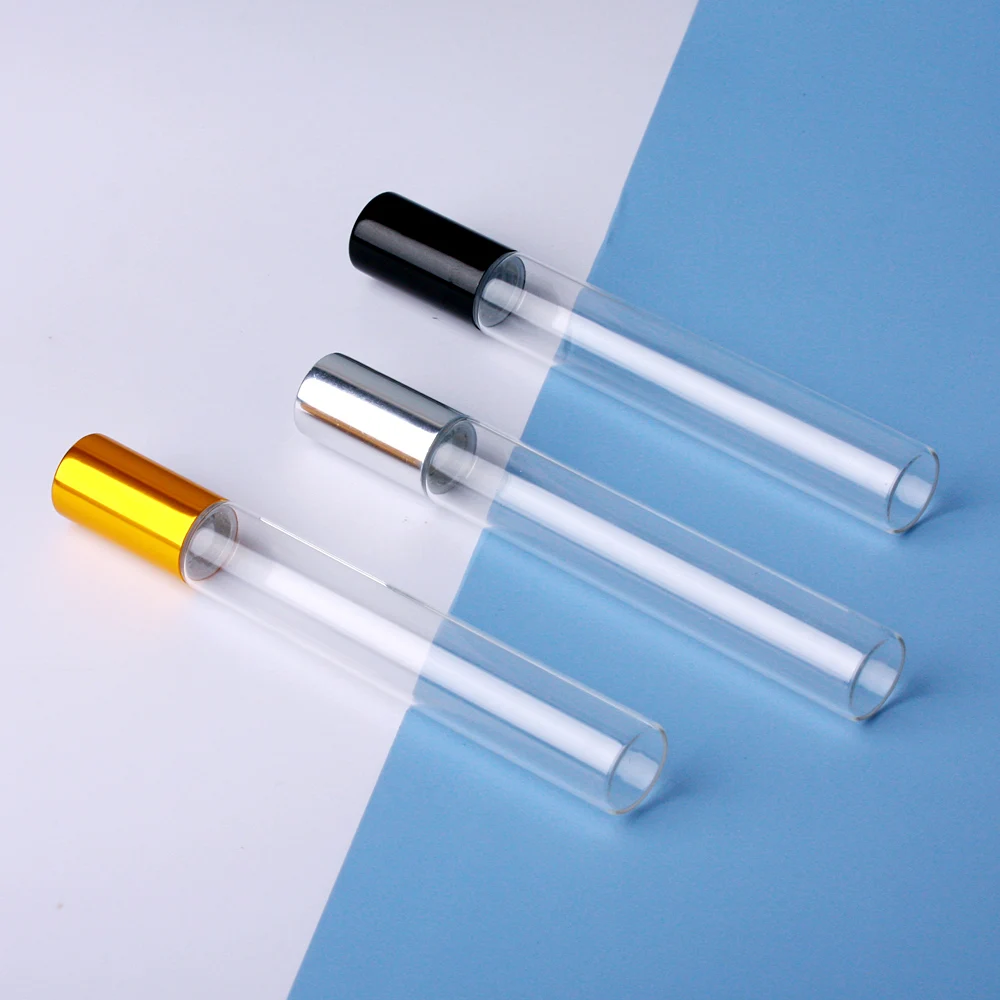 100 Pcs/lot 10ml Glass Perfume Roll on Bottle with Stainless Steel Ball Essential Oil Bottle