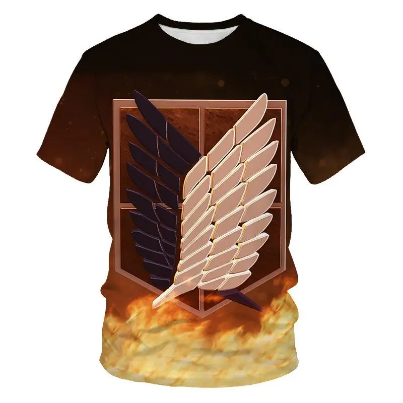 Japan Anime Attack on Titan 3D Print Fashion T-Shirt Hot Top Ashley Wilkes/Wings of Liberty Short Sleeve | Мужская одежда