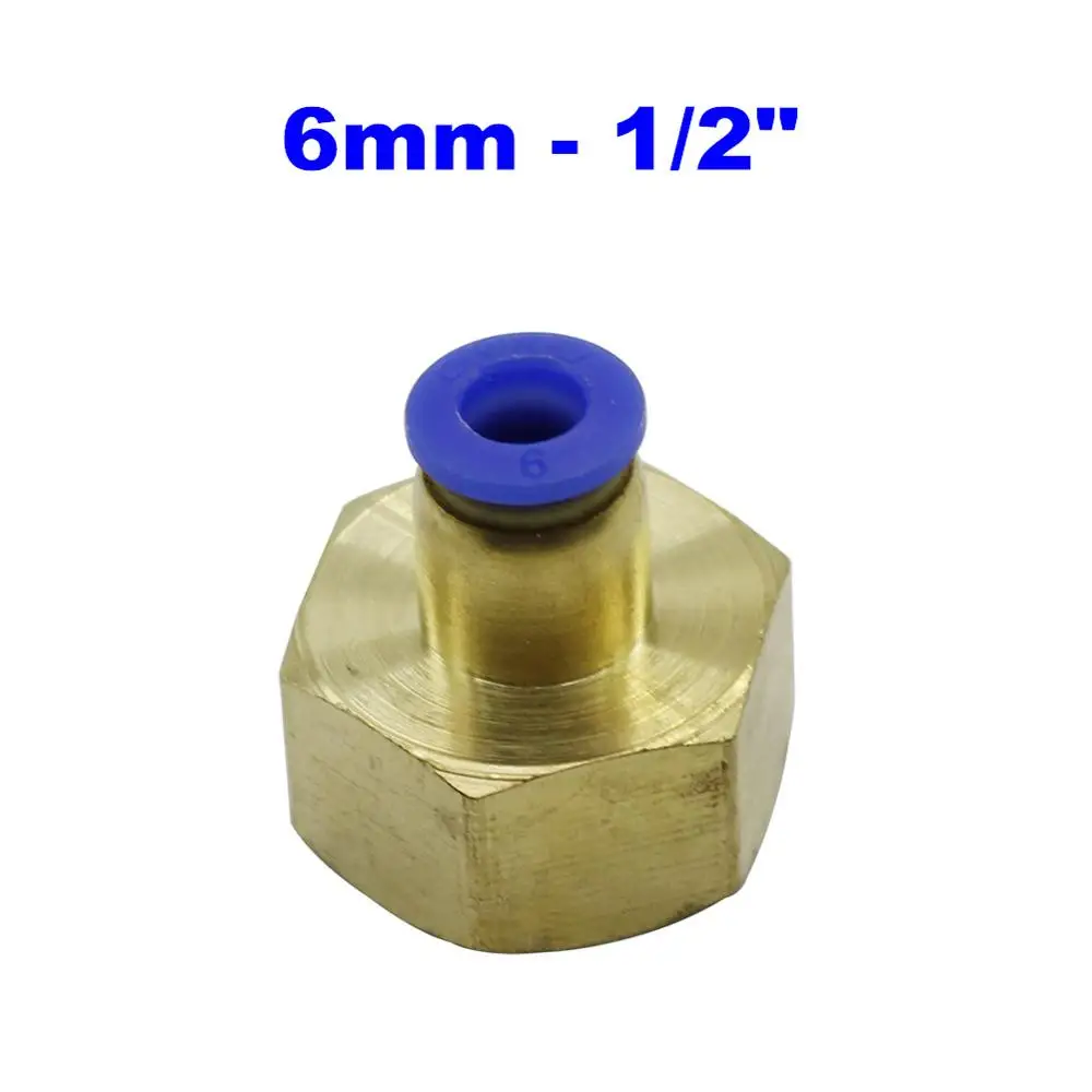 6mm - 1I2 inch Air Pipe Fitting 10mm 12mm 8mm 6mm 4mm Hose Tube 1/8" 3/8" 1/2" 1/4" Female Thread Brass Pneumatic Straight Connector PCF type - Цвет: 6mm - 1I2 inch