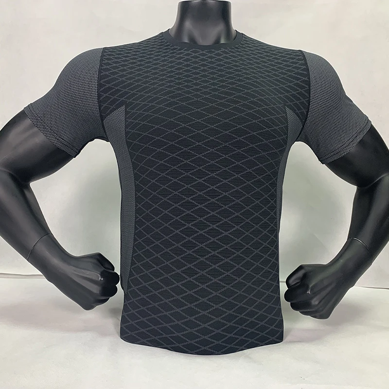 Мужские футболки для бега, дышащие, быстросохнущие, спортивные футболки, компрессионные, обтягивающие, с коротким рукавом, для фитнеса, спортзала, футбола, тренировочные Топы - Цвет: Gray