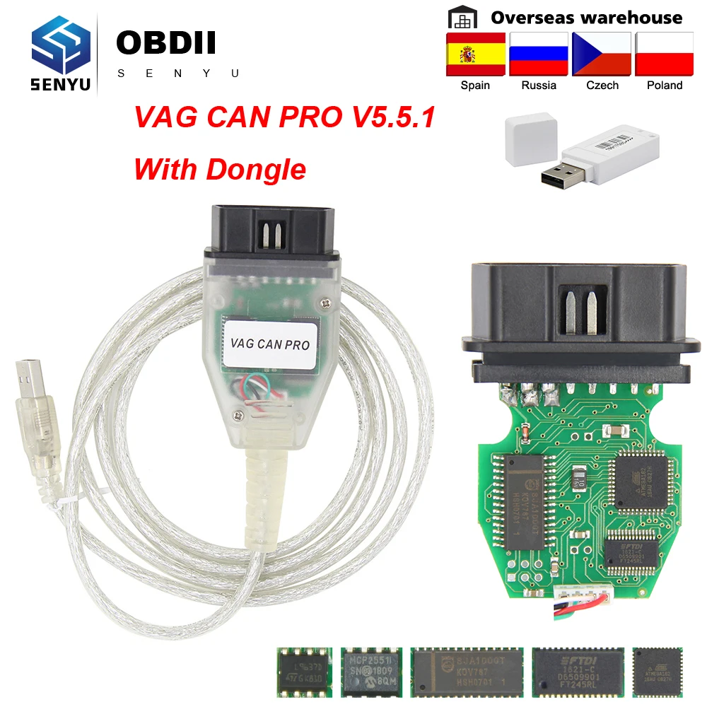 Диагностический сканер OBD2 VAG CAN PRO VCP с ключом FTDI ATMEGA162 5.5.1 OBD для VW/AUDI BUS + UDS K