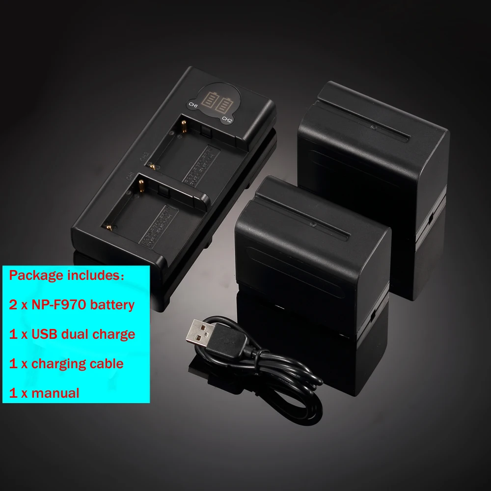 2 шт. 7800 мА/ч, NP-F970 NP-F960 NP F970 F960 F950 F930 Батарея+ двойной Зарядное устройство для SONY PLM-100 CCD-TRV35 RV100 MVC-FD91 MC1500C L10