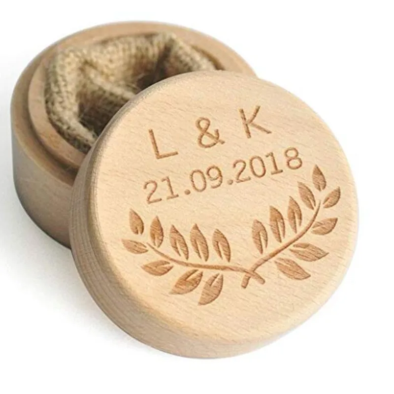 Персонализированные деревенский Свадебные Кольца для обручальных колец, подарок для пары коробка своими руками на имена и дата обручальное кольцо шкатулка