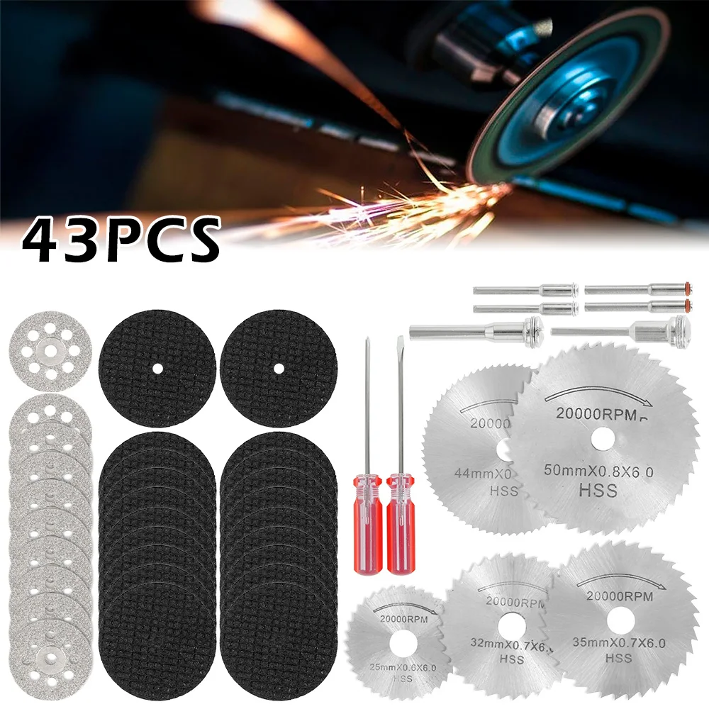 

43 Pcs HSS Mini Circular Saw Blade Set Resin Cut-Off Wheels Disc Diamond Cutting Blade Metal Cutter Power Home Tool Accessories